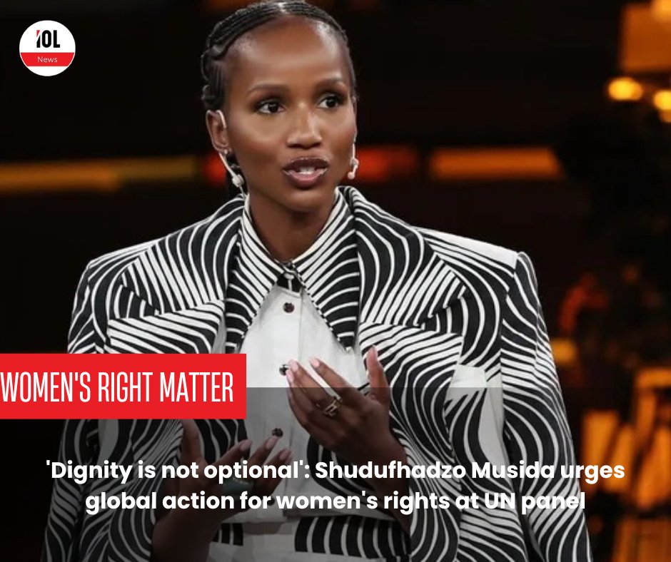 IOL's tweet photo. Former Miss South Africa and mental health advocate Shudufhadzo Musida delivered a powerful message at the United Nations Headquarters in New York, reminding the global community that the lives of women and girls should never be treated as an afterthought in crisis response.
#news #UN #shudufadzomusida #MissSA 
Read on https://t.co/KVZr9qqhDB