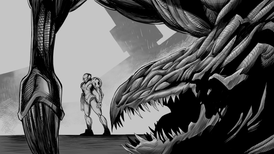 VenomBuster's tweet photo. Progress from Monday's stream. Looking to finish this up next week! 

#art #vbart #samus #metroid #nintendo #fanart #digitalart #comicart #drawing #wip #prime https://t.co/1ysePKS2cy