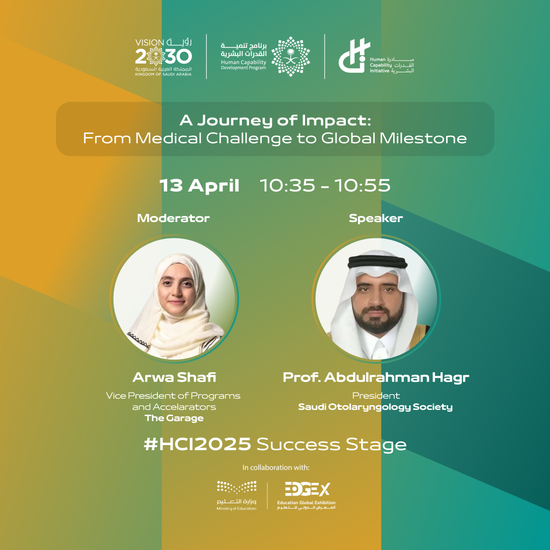 HCI_KSA's tweet photo. Embark on a journey to explore the intersection of innovation, humanitarian service, and visionary leadership in the medical world.
Visit us at the #HCI2025 Success Stage to hear all about one of the world's leading pioneers in cochlear implant surgery.
#BeyondReadiness #SaudiVision2030