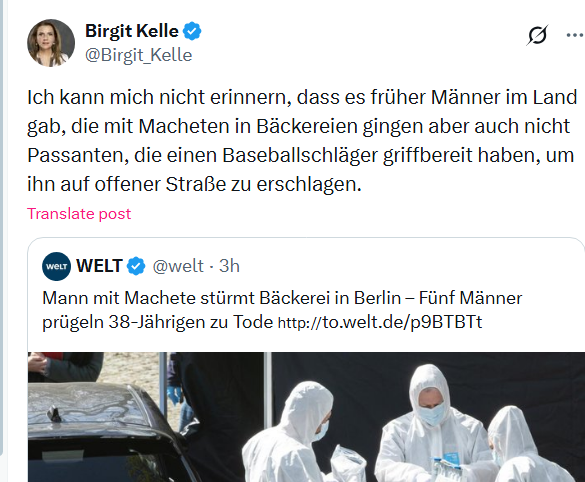LizCollet's tweet photo. Dass es einmal so weit kommen würde in diesem Land, dass Menschen sich ernsthaft überlegen, ob es als zynisch gelten würde, falls sie bei Einkauf in einer Bäckerei nicht mehr wissen, ob sie lieber bei #TeamMachete oder #TeamBaseballschläger zufällig stünden.... https://t.co/QRgmXi9kf2