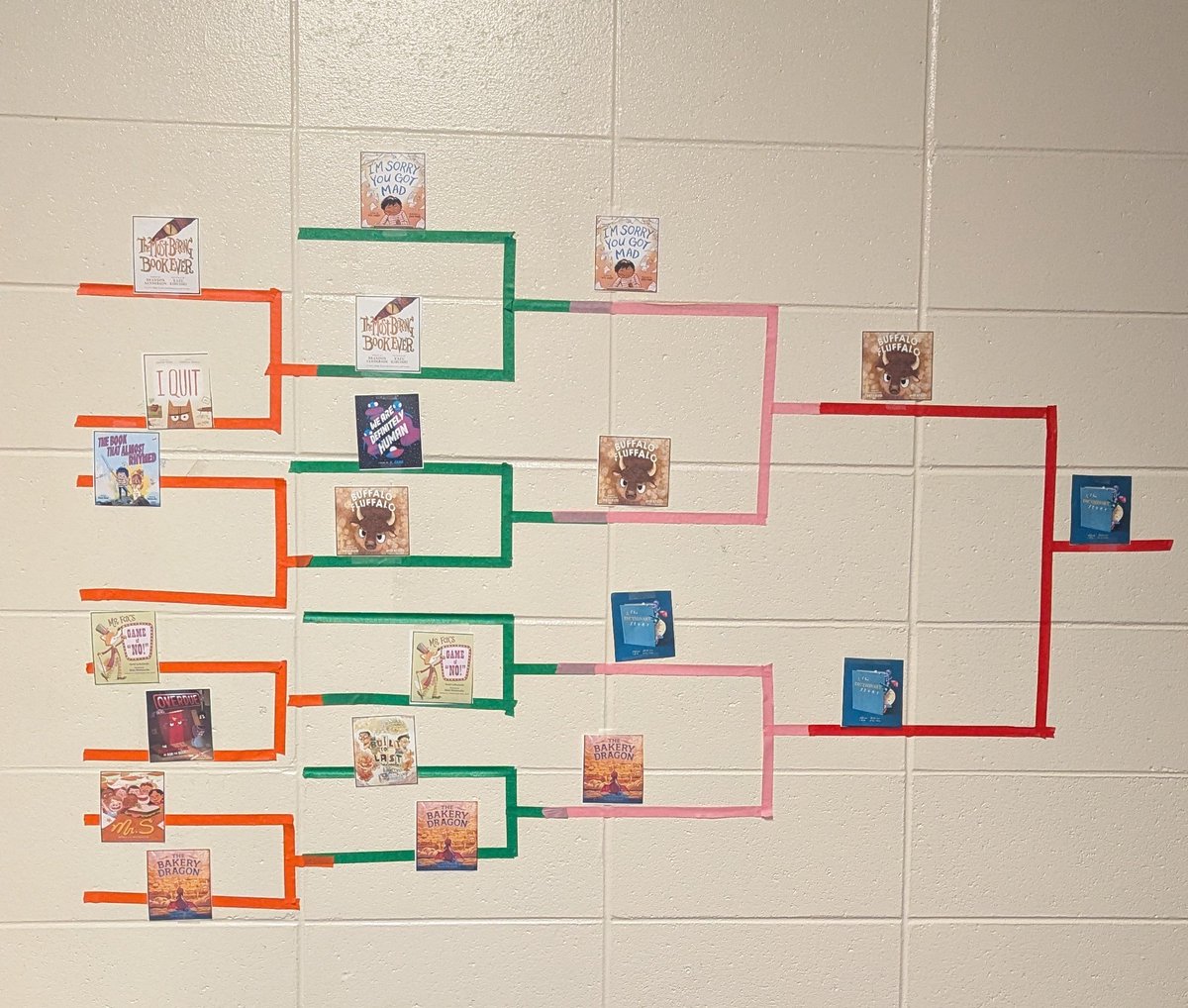 KeoLeiser's tweet photo. March Madness with picture books! 8th graders can have fun too! I read books to them and they voted. Lots of fun and new titles to even me! A Dictionary Story won it all! Check it out! @WalnutMiddle #middleschoolrocks #MarchMadness2025 https://t.co/ywhMyDvmLc