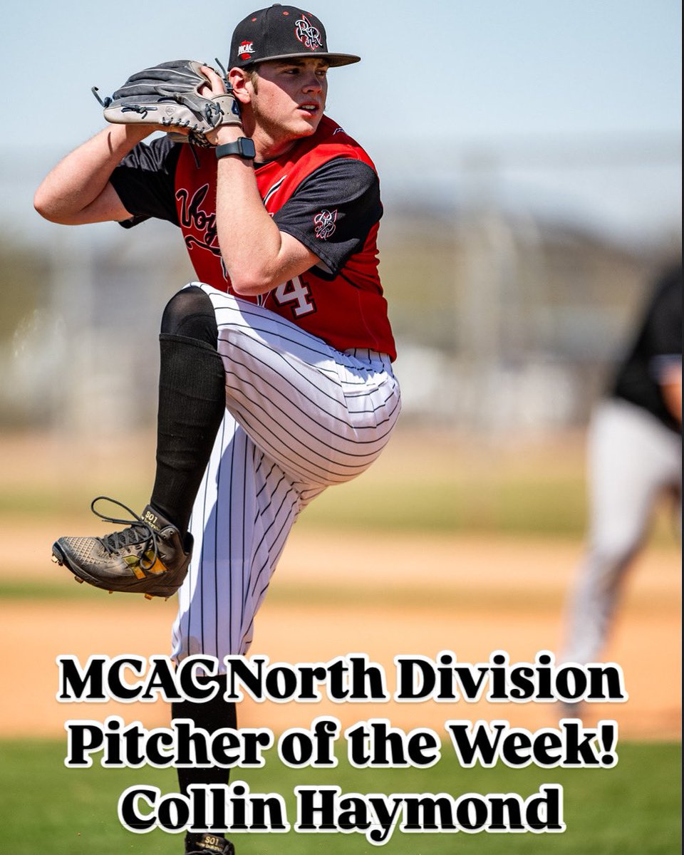 Congratulations to Collin Haymond on being named MCAC North Division Pitcher of the Week!

mcacsports.org/general/2024-2…