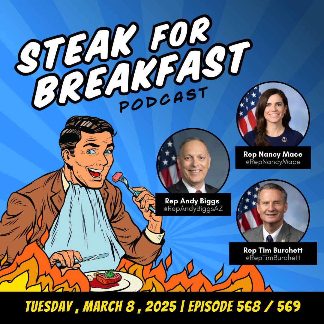 Episodes 568-569 of Steak for Breakfast are LIVE! <a href="/POTUS/">President Donald J. Trump</a> has his sights set on China as the trade war intensifies • SCOTUS rules in favor of <a href="/realDonaldTrump/">Donald J. Trump</a> • The latest from The Hill • Featuring: <a href="/RepNancyMace/">Rep. Nancy Mace</a> <a href="/RepAndyBiggsAZ/">Rep Andy Biggs</a> <a href="/RepTimBurchett/">Rep. Tim Burchett Press Office</a> • Apple 🎧