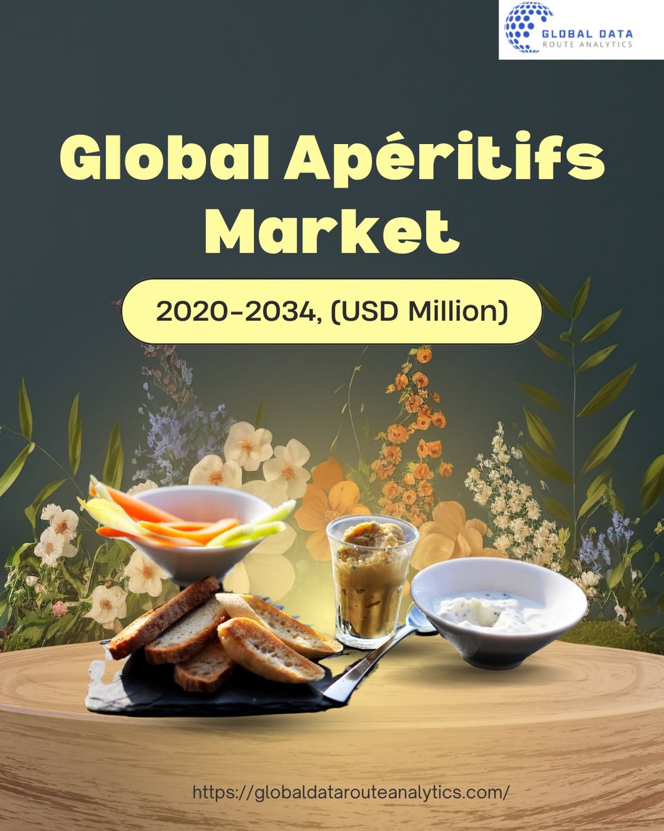 DataRoute55813's tweet photo. 🍸 Sips Before Supper Surge! The Global Apéritifs Market (2020–2034) is booming as low-ABV culture, European elegance, and cocktail hour rituals drive demand for botanical, bitter, and citrusy pre-dinner pours! 🌍✨🥂 https://t.co/FUnRDWNV2j