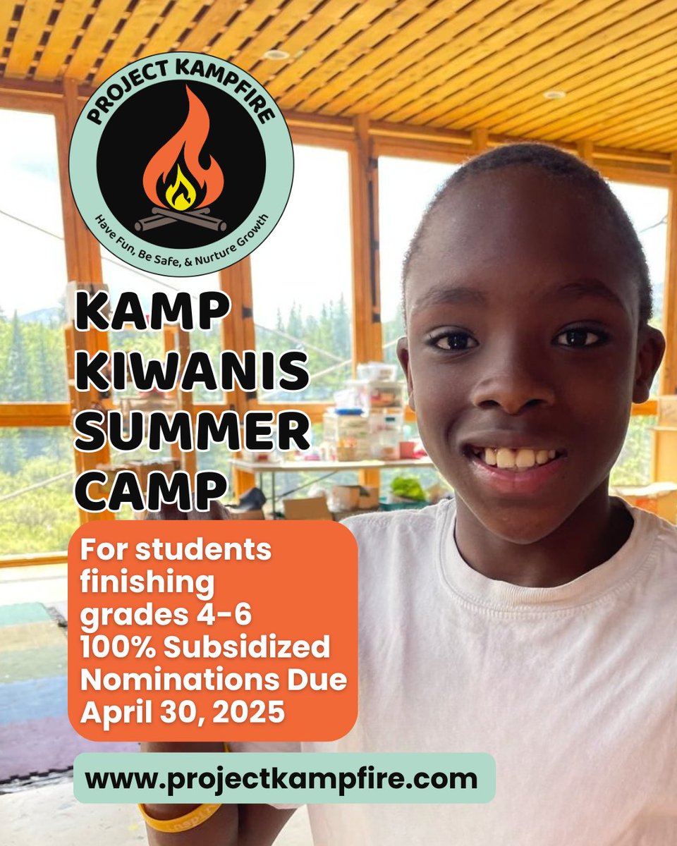 projectkampfire's tweet photo. 📷 Have you heard? Kamp Kiwanis Summer Camp and Leadership Program Nomination Forms are now available! For more info: https://t.co/3IRtHCJqOf
📷Nomination Forms are due April 30, 2025
#projectkampfire #kampkiwanisyyc #73yearsofkamp https://t.co/FtJnfEPSIA
