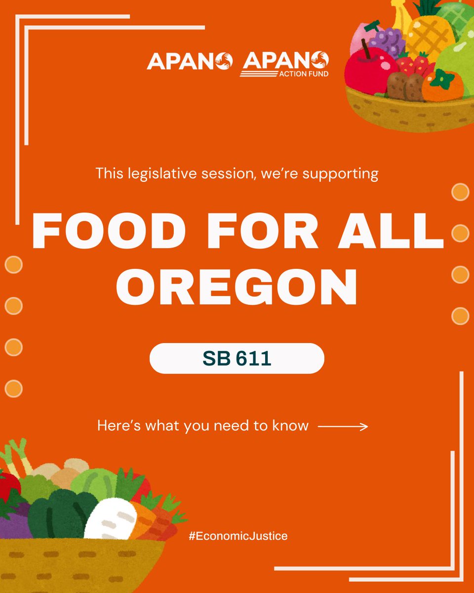 APANOCUF's tweet photo. APANO is proud to support SB 611: Food for All Oregon! 🥙🧡

Food is a basic human right regardless of immigration status. APANO supports providing nutrition assistance to all Oregonians. 

#ORPol #ORLeg #LegSession2025 https://t.co/lcXY3jVdwb