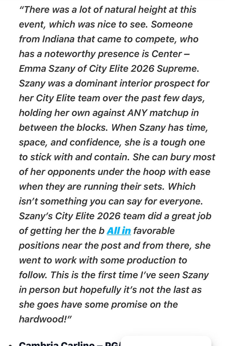 <a href="/szany_emma26/">Emma Szany</a> is a 6’3 post that should be on the radar. Look out for this kid👀