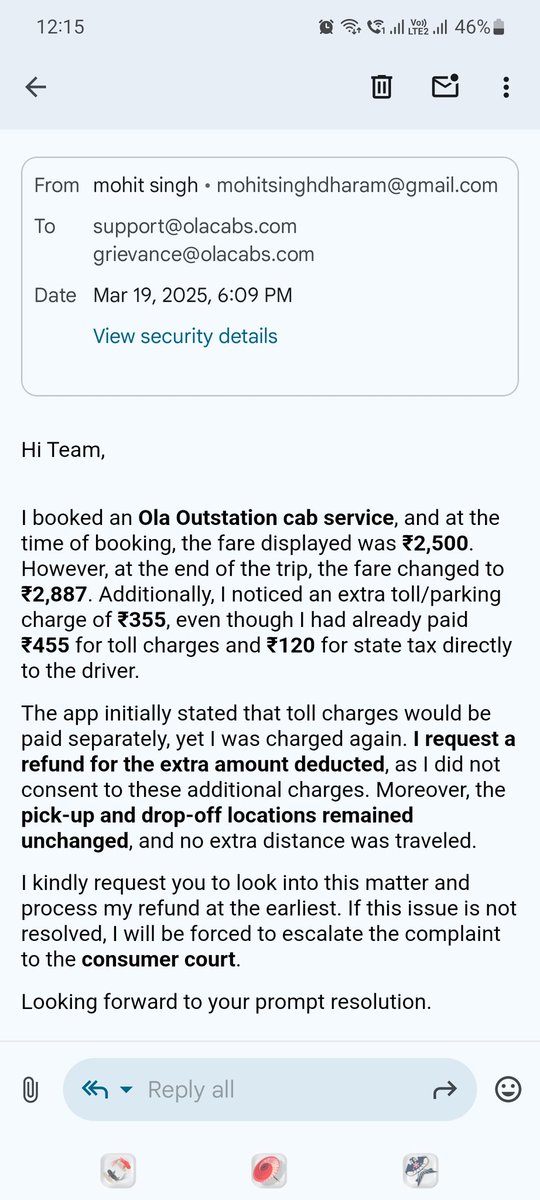 Gyaanvigyaan's tweet image. @Olacabs @bhash this is one of the bad experience and I am not getting any resolution from last 1 month approx. #worst_support #No_ola_cab #No_more_ola #worst_automated_support please check your functionality of the support, as it is of zero help and useless. REFUND EXTRA MONEY