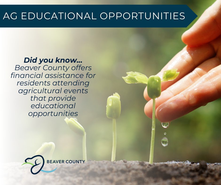 🤔 Did you know? Beaver County provides financial assistance for rural landowners to attend educational agricultural events!🌾🐄
Get up to $100 towards registration fees for conferences, field days &amp; seminars.
Learn more: loom.ly/g_Pv2n4
#AgEducation #BeaverCounty