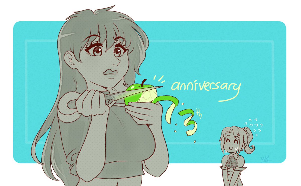 Ra_sketch's tweet photo. Today is my Eonia series’ 13th anniversary!
This time Kira tries to do it... Just don't give her a knife! https://t.co/YFPWl1skhN