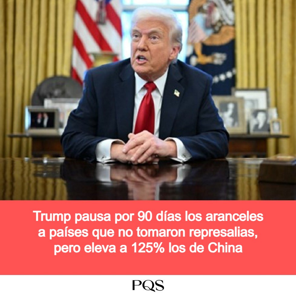 Presidente de Estados Unidos anuncia una subida inmediata al 125 % para las importaciones chinas, mientras ofrece una pausa de 90 días a países que no han tomado represalias comerciales.

Lee la nota completa aquí: pqs.pe/actualidad/eco…