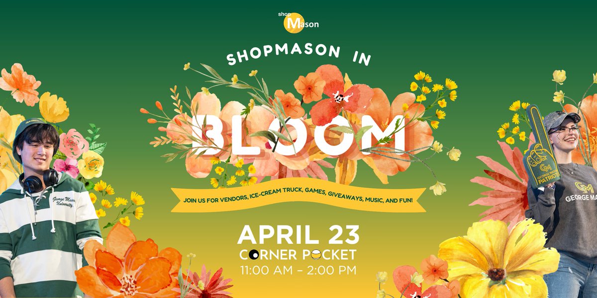 Free ice cream and giveaways? Say less! Stop by shopMason in 🌸Bloom🌸 at the Corner Pocket in The Hub to celebrate spring, engage with the shopMasons’ units, Patriot Perks members, and more. See you there!

#shopMason #GMU <a href="/Mason_Dining/">Mason Dining</a> <a href="/MasonParking/">George Mason Parking</a> <a href="/gmucornerpocket/">Corner Pocket</a> <a href="/masonsc/">Mason Student Centers</a>
