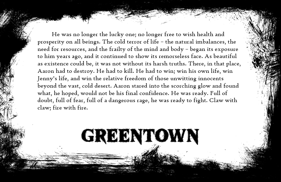 New sample for "Greentown".

Aaron sets fire to the town and prepares himself for a battle beyond anything he could imagine.

#WerewolfWednesday