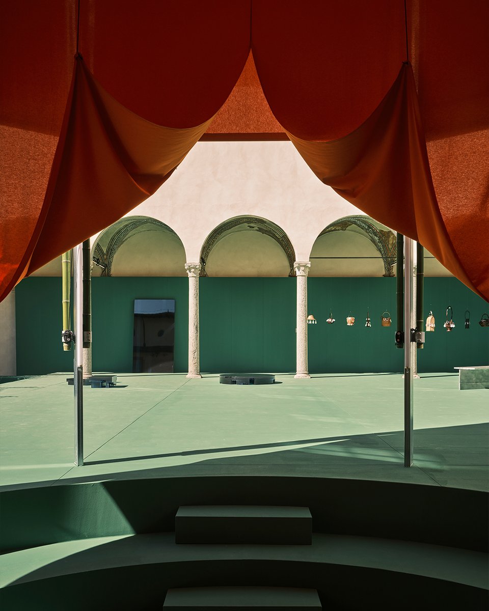 gucci's tweet photo. From art and culture to design, bamboo has traced a unique path throughout the House’s history, becoming the natural protagonist of #GucciBambooEncounters. Curated and designed by #2050plus and its founder Ippolito Pestellini Laparelli, the event explores various interpretations of the material through the works of contemporary designers, including a limited-edition zine by data artist #TizianaAlocci.  
 
The artwork is on display at Milan’s Chiostri di San Simpliciano until April 13. Book your visit https://t.co/JllglXrieQ #Fuorisalone2025