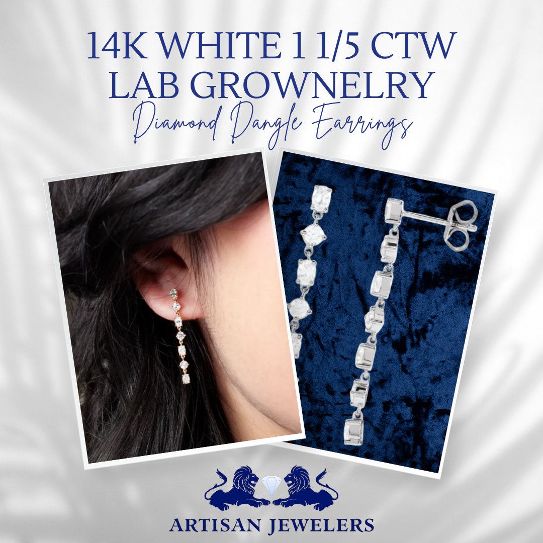 ArtisanJewelTX's tweet image. ✨ Turn heads with timeless sparkle. These 14K White Gold 1 1/5 CTW Lab-Grown Diamond Dangle Earrings are a must-have! 💎

📲 Call us at 806-494-3587 to learn more
🛍️ Shop now: bit.ly/ArtisanJewelers

#ArtisanJewelers #DiamondDangleEarrings #LabGrownLuxury #14KWhiteGold