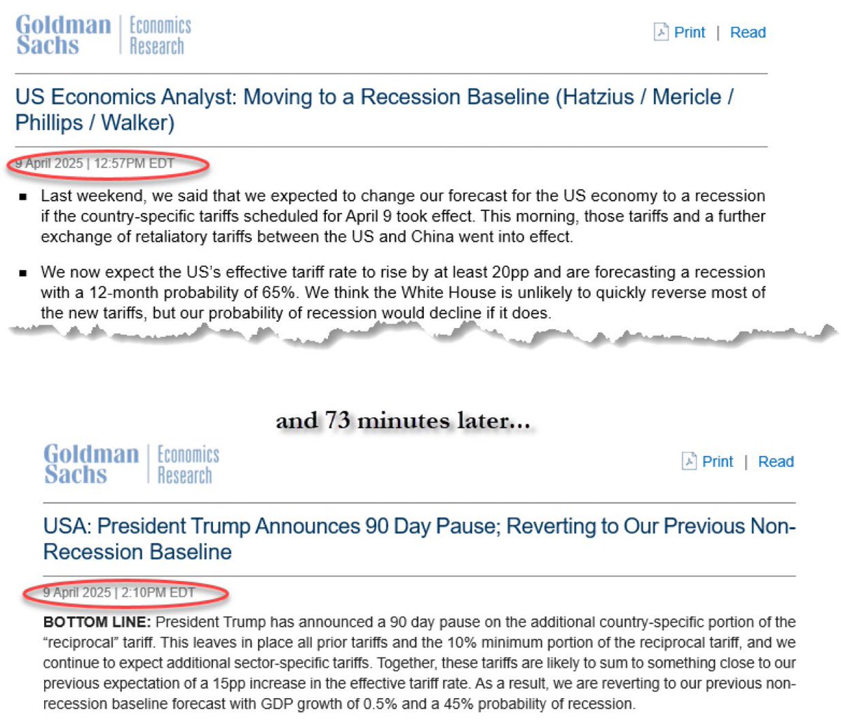 Goldman Sachs’ research department publishing these two headlines 73 minutes apart lmao