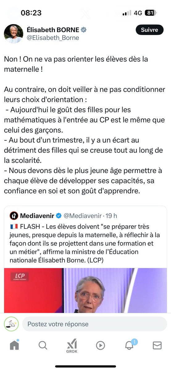 111a12io's tweet photo. 🇫🇷 Élisabeth Borne est revenue sur ses déclarations dans un tweet.

🔎 #Borne #ÉlisabethBorne #Bornstein https://t.co/waaU2tSWDo