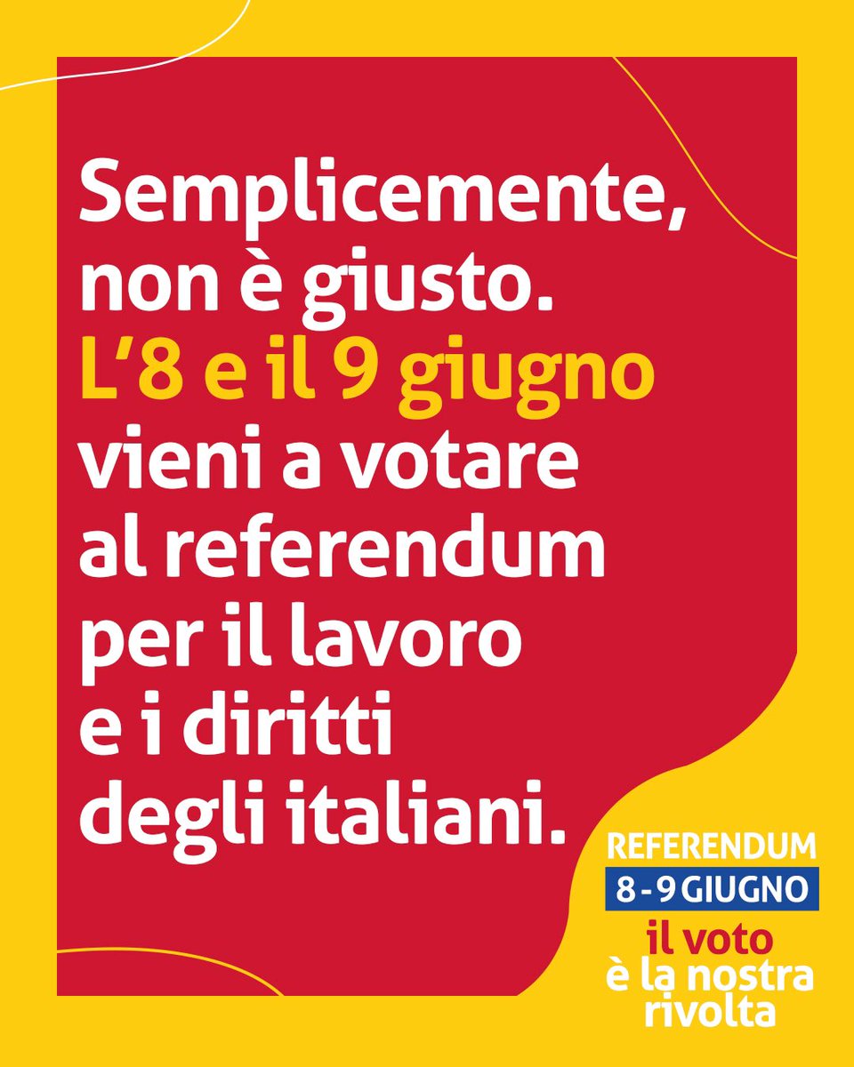 Per gli over 65 e le famiglie con tre o più figli, aumenta nel 2024 il rischio povertà.
Semplicemente, non è giusto.
 
L’8 e 9 giugno fai sentire la tua voce al #Referendum2025
 
#Lavoro #Diritti #Cittadinanza #CGIL