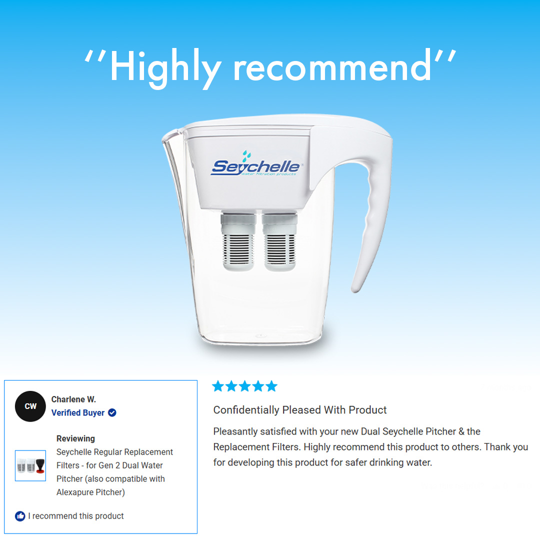 seychellefilter's tweet photo. Don't just take our word for it -  our customers highly recommend our water filter pitcher. Pick one up and taste the difference in your water today. https://t.co/y2yeY9oKOe