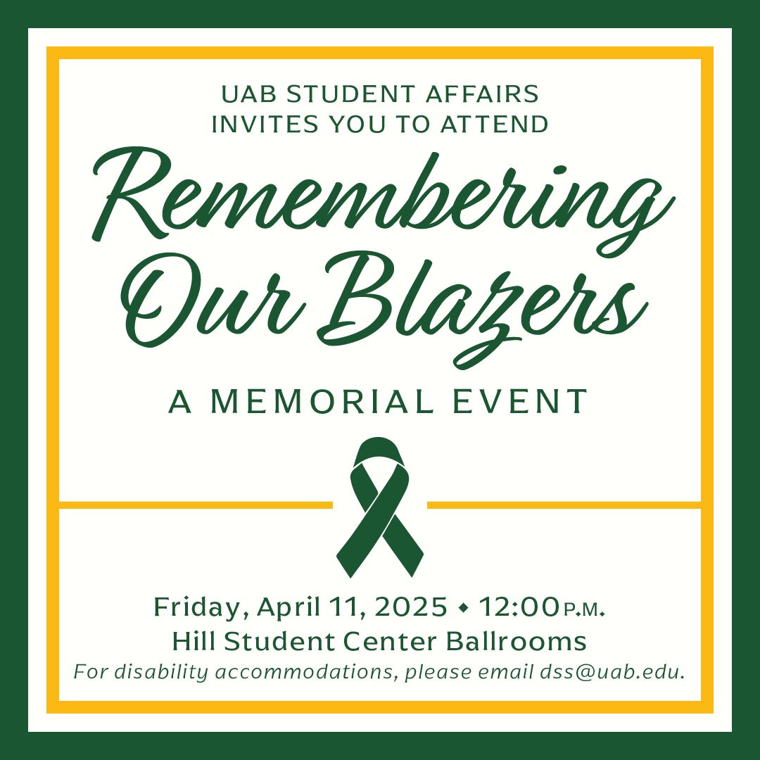 Join us Friday for a gathering to reflect, remember, and celebrate the lives of our fellow Blazers.

A sensory room will be available for your comfort, and light refreshments will be provided.