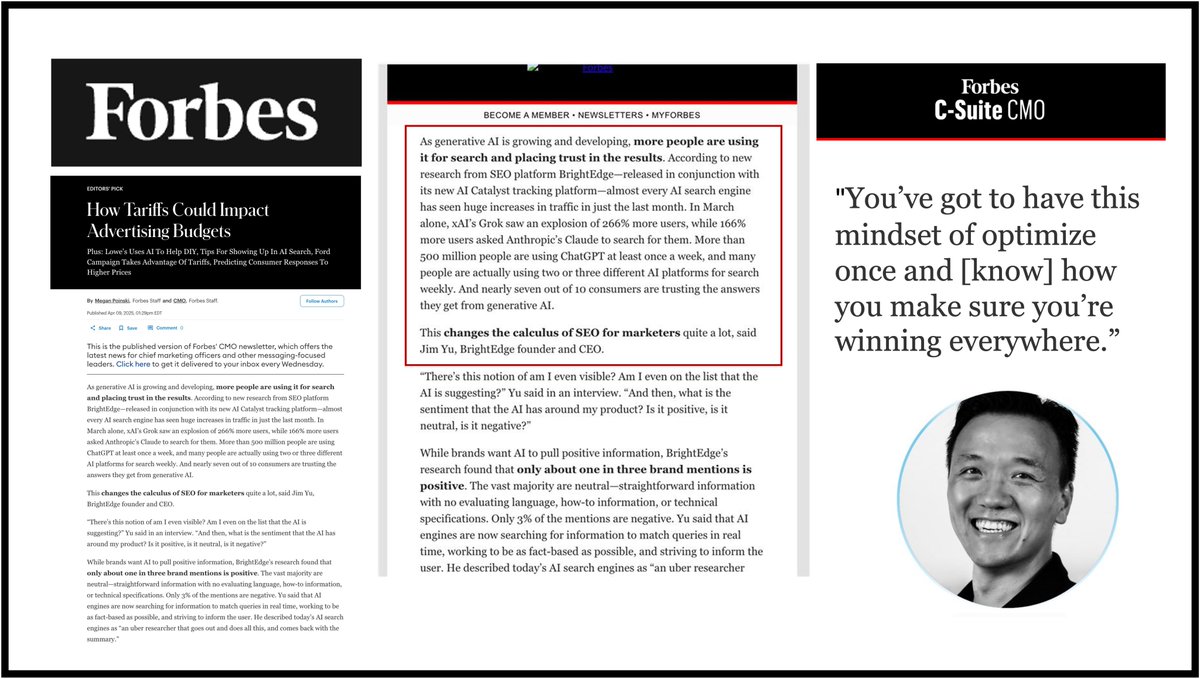 It's been a big day for our customers as we unveiled BrightEdge AI Catalyst. CEO <a href="/jimyu/">Jim Yu</a> shares more on <a href="/Forbes/">Forbes</a> 
#SEO #GenAI 
forbes.com/sites/cmo/2025…