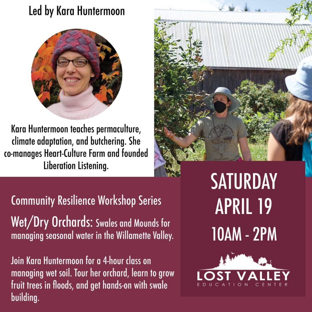 Upcoming Community Resilience Workshops! 
Donation-based!
🧶 Animal Fiber &amp; Handspinning
🌲 Coppicing, Pollarding, &amp; Social Forestry
🥕 Permaculture Gardening
🍐 Swales &amp; Mounds for Orchard Management
🍅 No-Till Farming
🌱 Decolonizing Permaculture
💡 Working with Solar Batteries