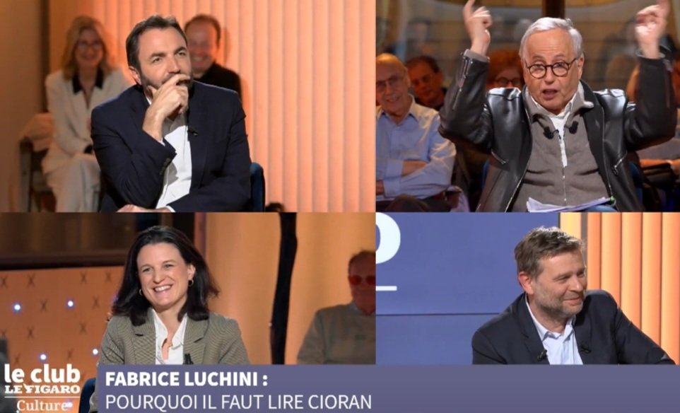 J-Christophe Buisson (@jchribuisson) on Twitter photo Ce soir à 22h sur <a href="/LeFigaroTV/">Le Figaro TV</a>, numéro exceptionnel du Club <a href="/Le_Figaro/">Le Figaro</a> Culture. Entouré de <a href="/EugenieBastie/">Eugénie Bastié</a> et <a href="/vtremolet/">Vincent Tremolet de Villers</a> , je reçois <a href="/LuchiniOfficiel/">Fabrice Luchini</a> dans une forme olympique. Au menu : Hugo, Cioran, Rousseau, le XVIIIe siÚcle, l'esprit français, des sourires et des rires. Ce soir à 22h sur <a href="/LeFigaroTV/">Le Figaro TV</a>, numéro exceptionnel du Club <a href="/Le_Figaro/">Le Figaro</a> Culture. Entouré de <a href="/EugenieBastie/">Eugénie Bastié</a> et <a href="/vtremolet/">Vincent Tremolet de Villers</a> , je reçois <a href="/LuchiniOfficiel/">Fabrice Luchini</a> dans une forme olympique. Au menu : Hugo, Cioran, Rousseau, le XVIIIe siÚcle, l'esprit français, des sourires et des rires.