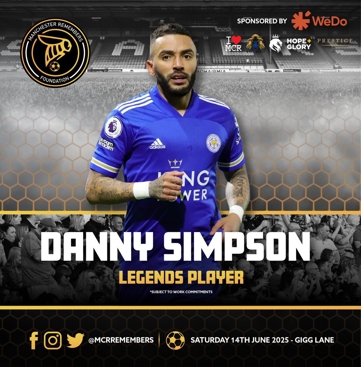 The McrRemembers Foundation™️⚽️🐝 (@mcrremembers) on Twitter photo HERE WE GO ✍🏻
Former <a href="/LCFC/">Leicester City</a> premier league winner and ex <a href="/ManUtd/">Manchester United</a> player <a href="/dannysimpson/">DANNY SIMPSON</a> has again pledged his incredible support to <a href="/McrRemembers/">The McrRemembers Foundation™️⚽️🐝</a> 🐝⚽️
Come and see Danny and a host of famous faces at <a href="/buryfcofficial/">Bury Football (C)lub</a> on Sat 14th June
Tickets 🎟️
buryfc.ticketco.events/uk/en/e/manche… HERE WE GO ✍🏻
Former <a href="/LCFC/">Leicester City</a> premier league winner and ex <a href="/ManUtd/">Manchester United</a> player <a href="/dannysimpson/">DANNY SIMPSON</a> has again pledged his incredible support to <a href="/McrRemembers/">The McrRemembers Foundation™️⚽️🐝</a> 🐝⚽️
Come and see Danny and a host of famous faces at <a href="/buryfcofficial/">Bury Football (C)lub</a> on Sat 14th June
Tickets 🎟️
buryfc.ticketco.events/uk/en/e/manche…