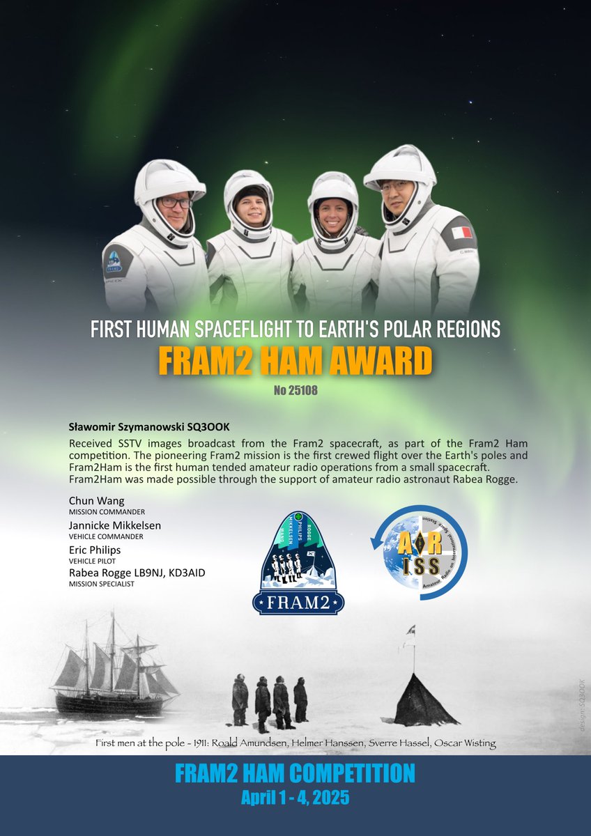 SQ3OOK's tweet photo. Yes! 🤩
#sstv #fram2 #fram2ham #ARISS #hamradio https://t.co/RRimYMTxuU