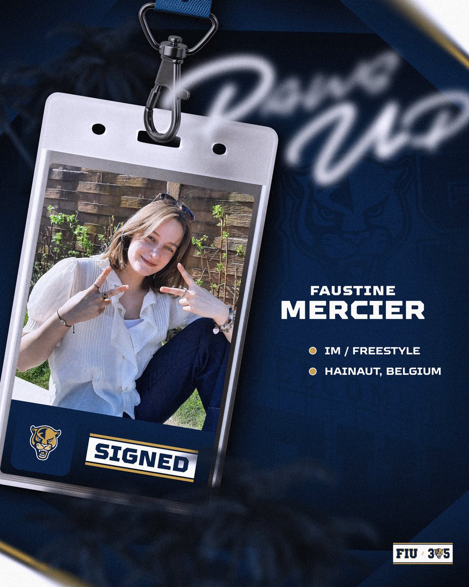The roster only grows! Welcome to the 305, Faustine Mercier 🤩

• IM / Freestyle
• Represented her home country of Belgium at European Junior Championships
• Holds top 10 times in 200 &amp; 400 IM in Belgium

Excited to have you! 👋