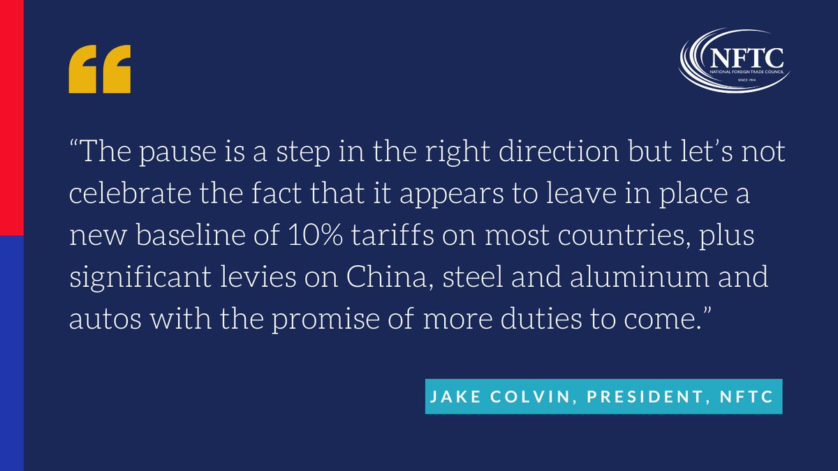 NFTC (@nftc) on Twitter photo Read NFTC President <a href="/Colvin_Jake/">Jake Colvin</a>'s statement on the tariff pause ⤵️
nftc.org/nftc-statement… Read NFTC President <a href="/Colvin_Jake/">Jake Colvin</a>'s statement on the tariff pause ⤵️
nftc.org/nftc-statement…