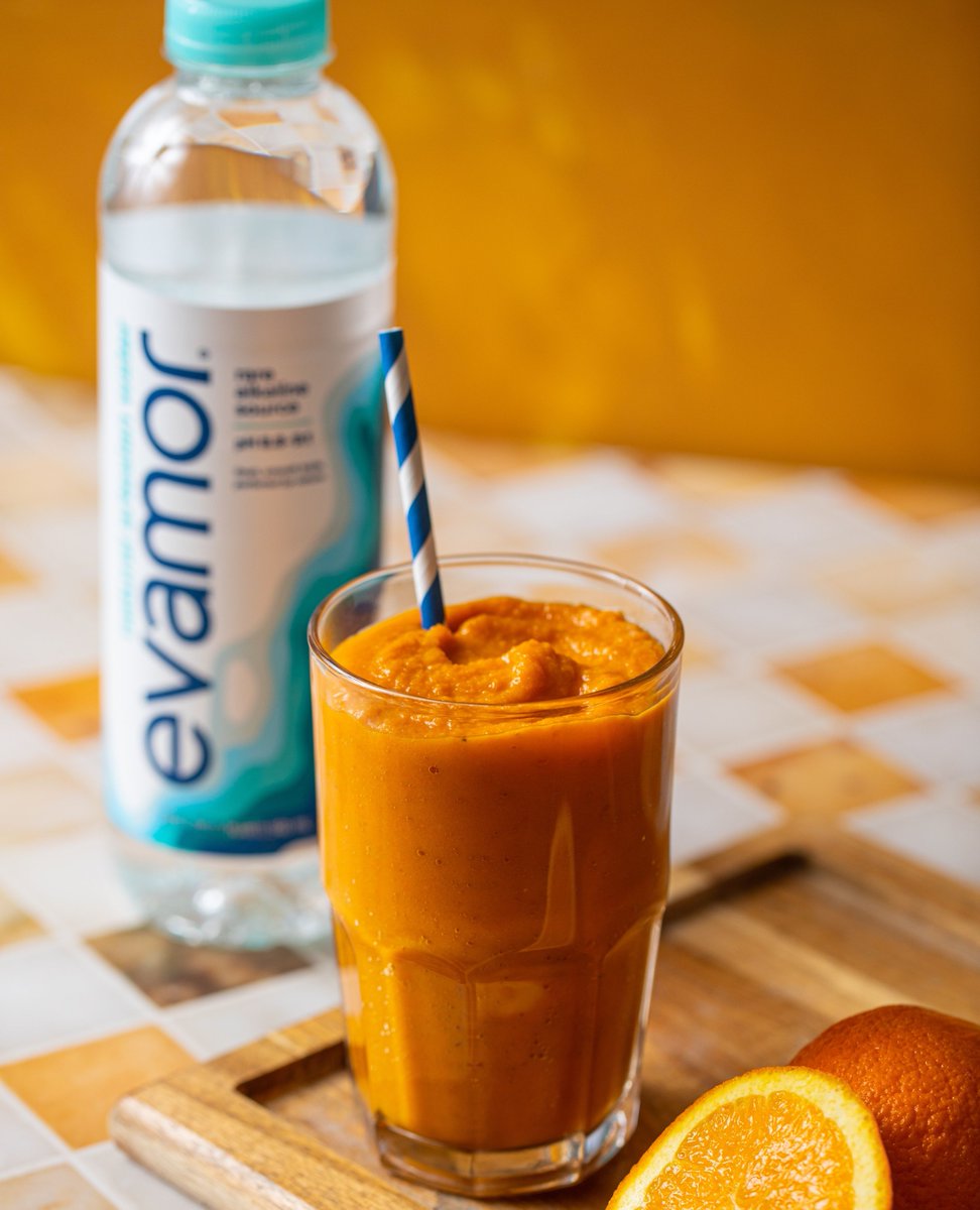 EvamorWater's tweet photo. Spring Break Revival! 🍊✨ Our vibrant alkaline smoothie blends evamor water, coconut water, tangerines, ginger and chia seeds to restore your glow from within! Freeze in ice cube trays for quick smoothies—just add evamor to blend. 
Get the recipe: https://t.co/2v66knGZsy https://t.co/ZbPETLIRWI
