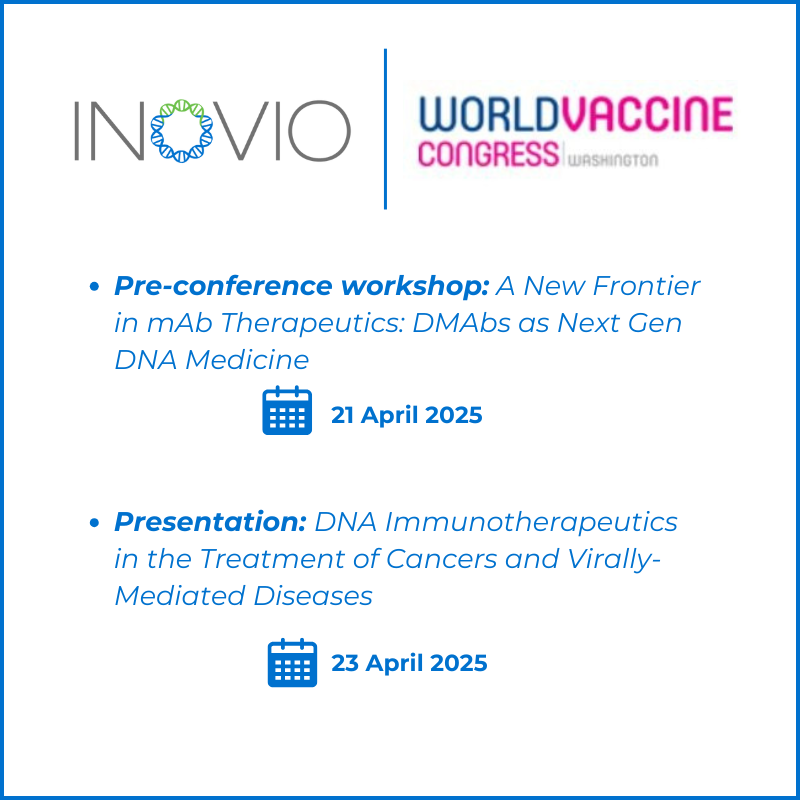 InovioPharma's tweet photo. 📣DNA medicine in the spotlight this month: upcoming presentations will cover clinical data from our lead candidate for RRP (INO-3107) &amp; our novel DMAb technology, with Inovio also joining other leading voices in HPV research at #NHPVC25. Read more: https://t.co/3niem26P8m https://t.co/h9hKwAB9jD