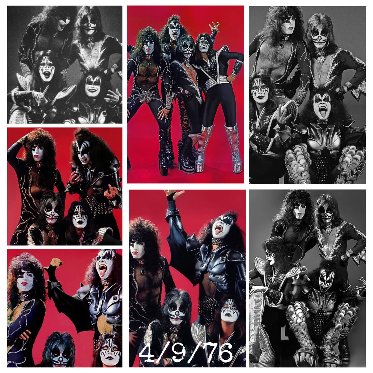ssikfandk's tweet photo. #KISStory :  #DestroyerRed 
They still liked one another apparently. Again. First appearance of full on protptype costumes. Would still wear Alive outfits to Europe.
📸 Fin Costello. 
#KISS: 1976 https://t.co/oUCSy2auVK