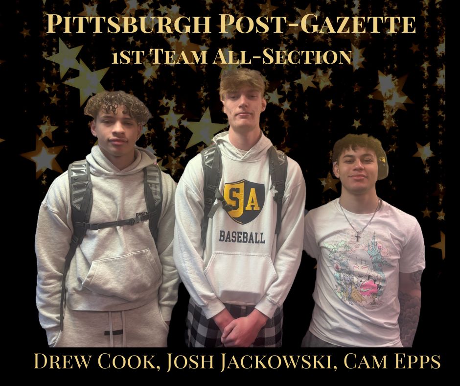 🏀 Congrats to our Post-Gazette 1ST Team All-Section
🎯 Drew “The Maestro” Cook –pulling strings &amp; setting the tempo like a symphony
⚡️ Cam “Lights Out” Epps – flips the switch &amp; scoreboard lights up
🚀 Josh “SkyJack” Jackowski– throwing it down like he’s got frequent flyer miles