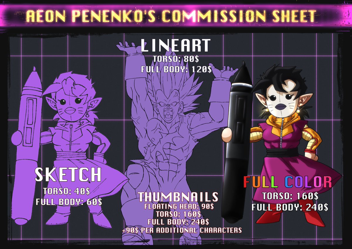AeonPeneko's tweet image. [ AEON PENENKO&apos;S 2025 C0MMS SHEET ]
- Ca$hApp ONLY
 - Comment below ||ONLY|| if interested  
- DB / DC / Marvel / One Piece 
- NSFW is extra