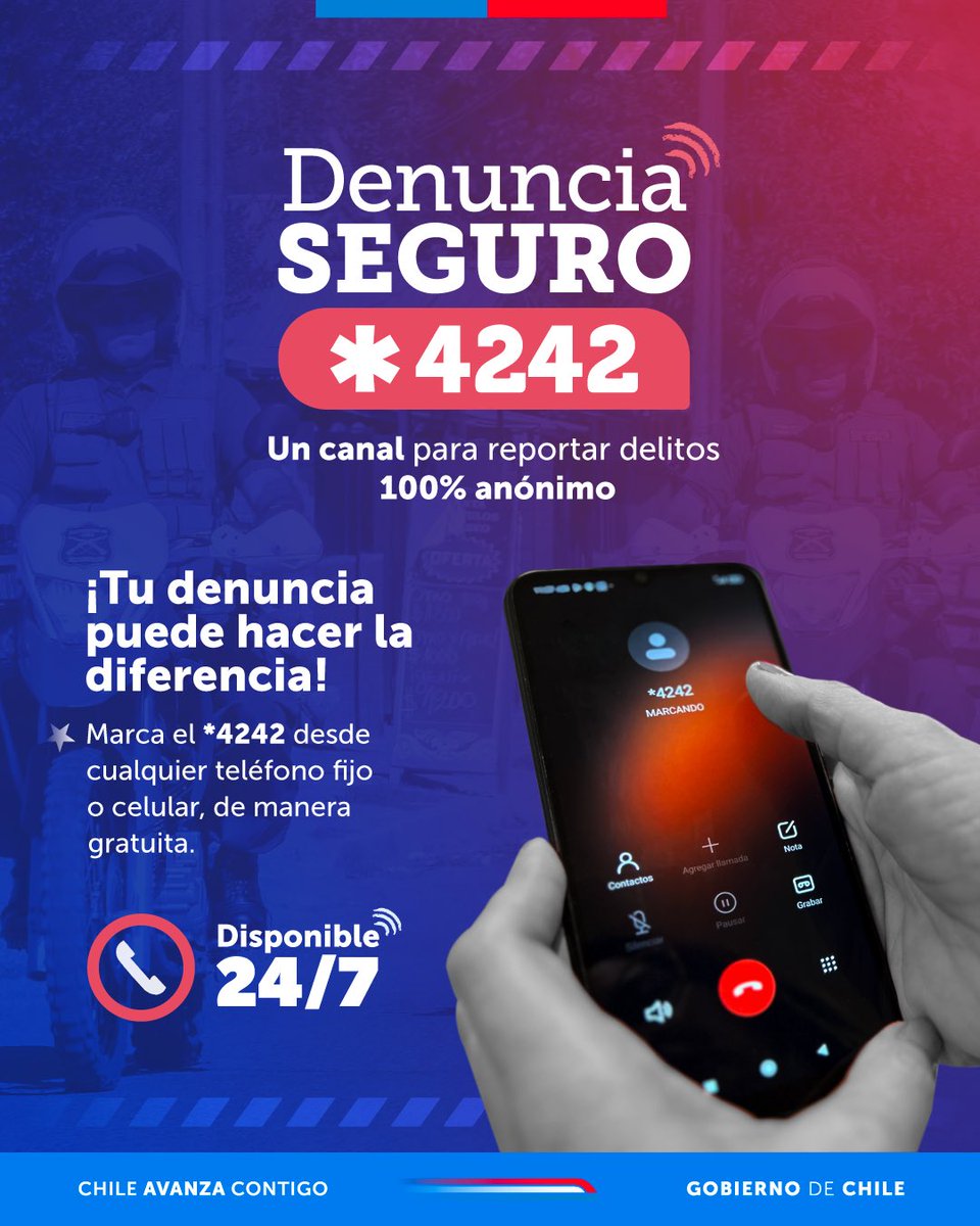 SubPrevDelito's tweet photo. Tu denuncia puede hacer la diferencia

Si tienes información sobre un delito, puedes denunciarlo de forma totalmente anónima y segura. 📲

Marca *4242 desde tu teléfono fijo o celular, o entra a https://t.co/Bo9mwKJDPO para hacerlo vía web. https://t.co/szA2ELj4qr