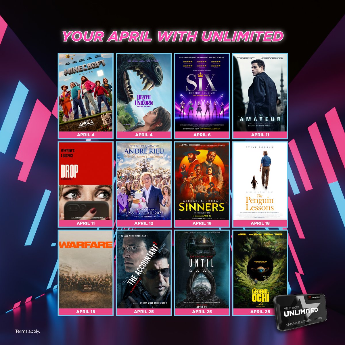 April is bringing blocks &amp; blockbusters to Cineworld!

Get ready for Sinners, The Amateur, The Accountant 2 and more hitting the big screen! 🍿🔥

Which April release are you most excited for? Let us know in the comments!👇