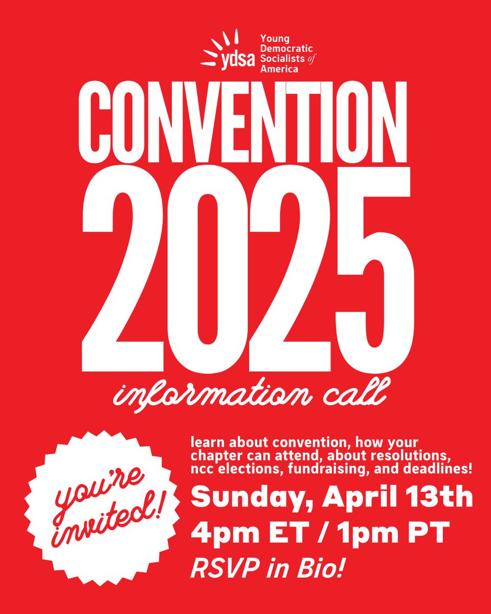 A specter is haunting YDSA: the specter of YDSA Convention! 🌹🔥🗣️

Come kick off convention season as we discuss what the convention entails this Sunday, April 13, at 4:00 PM ET / 1:00 PM PT!