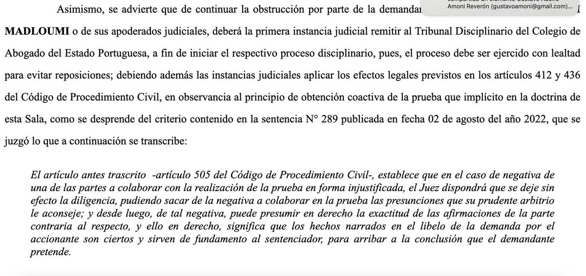 RRBermudezG's tweet photo. Interesante decisión de la Sala de Casación Civil TSJ nro. 150 del 9/4/25, en la que ante la actuación obstruccionista del apoderado de una parte, impidiendo la intimación de su mandante para una exhibición de documentos y citación para posiciones juradas, la sala REPONE (sigue) https://t.co/61Ht5sEmi2