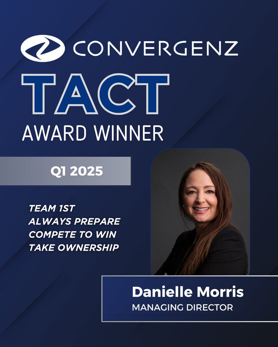 ConvergenzLLC's tweet photo. 🎉 Congratulations to Danielle Morris for being named the TACT Winner for Q1 of 2025! 🏆 https://t.co/SZstIhRpbD