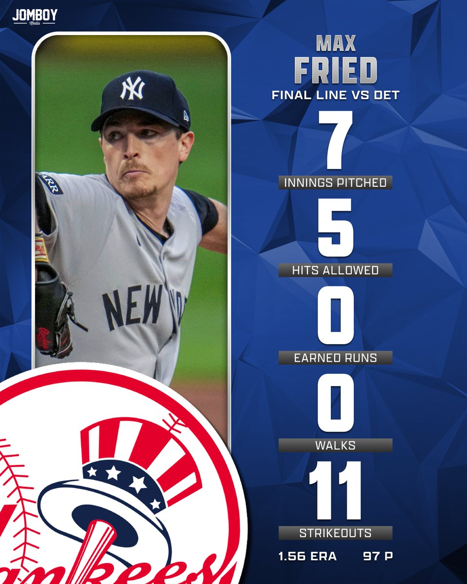 TalkinBaseball_'s tweet photo. Max Fried spun a gem with the Yankees looking to avoid a sweep https://t.co/4isLKjOuU4