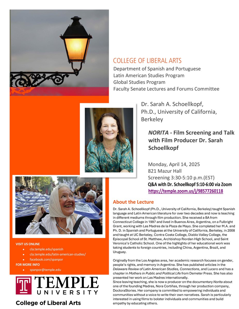 AJ_Shellhorse's tweet photo. Greatly looking forward to Dr. Sarah Schoellkopf's distinguished visit to Temple!  Q&amp;A in person and via Zoom following the Screening.
All are welcome! https://t.co/VQ0HqDpY9k
