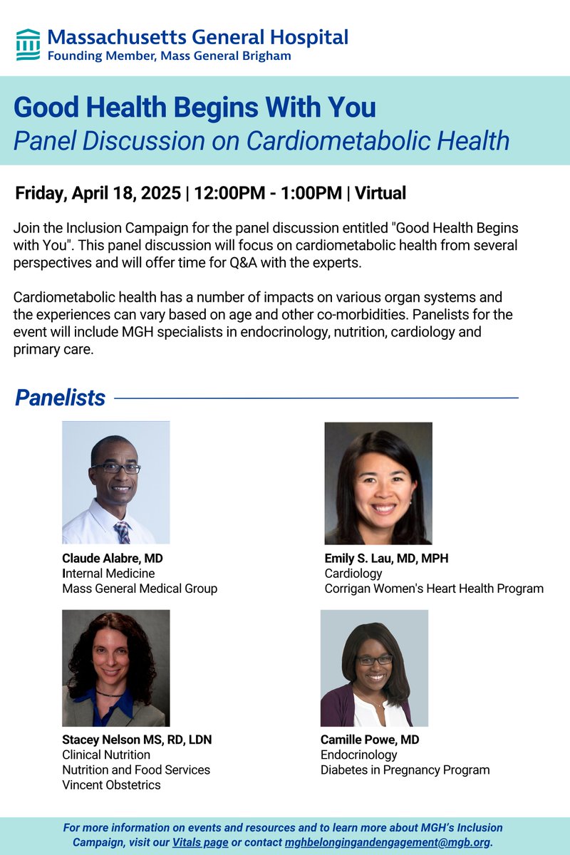 How is your #cardiometabolic health? Do you have questions?  

Join us for a panel discussion with Q&amp;A next Fri, Apr 18th @ noon to learn more and have your questions answered by our specialists! 

Click here to register: bit.ly/4jpBrIY