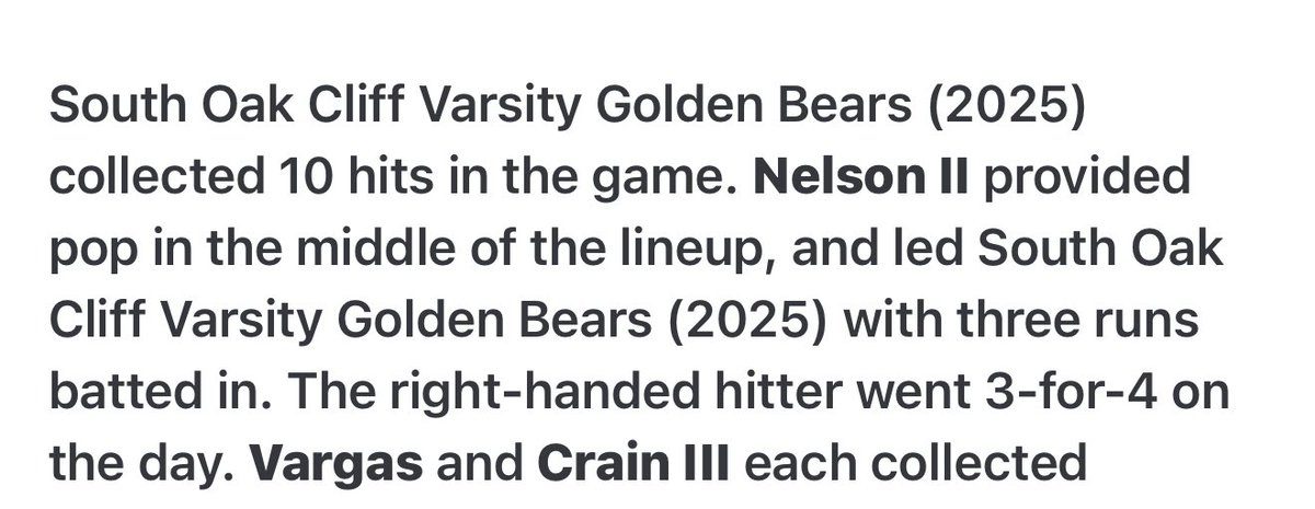 IsaiahNelson25's tweet photo. 3 for 4 on the night yesterday! Hot at the plate🔥 @FiveToolTexas @BUncommitted @UncommittedStud @CoachBwhitePV @gents_baseball @coachbyrondawso @codycrowder7 https://t.co/A3wvAg2C2k