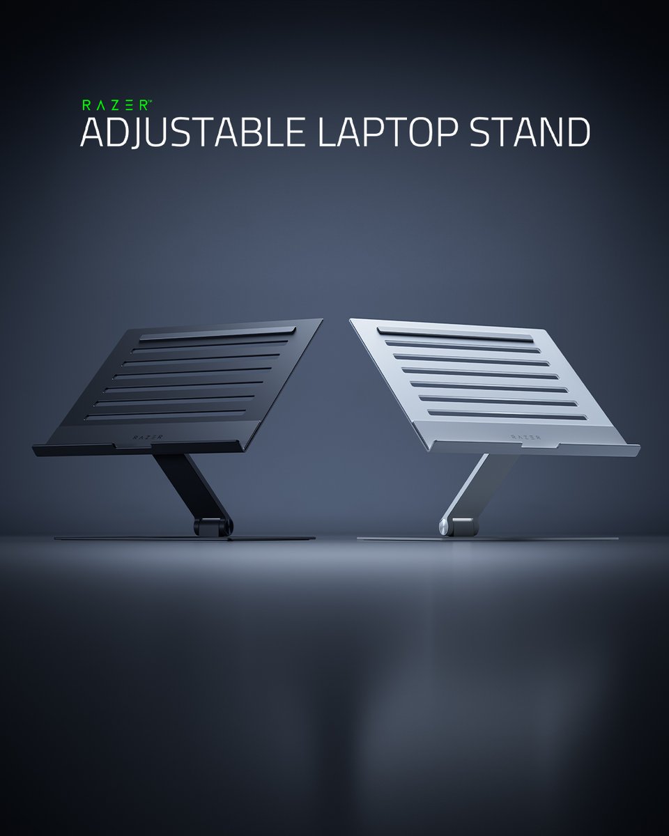 Elevate your work or gaming experience wherever you are with the new Razer Adjustable Laptop Stand.

Crafted from anodized aluminum, this sturdy and portable stand comes with full height and tilt-adjustability so you can effortlessly optimize your setup for performance and