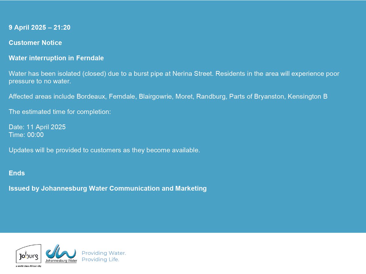 Johannesburg Water tweet media