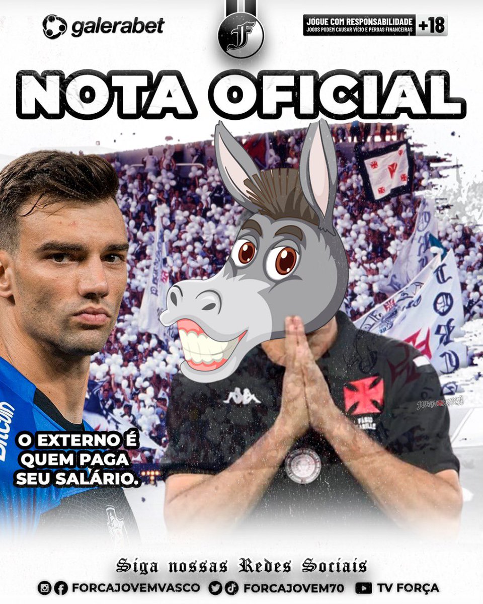 Clique no link abaixo e leia a NOTA OFICIAL DA FORÇA JOVEM DO VASCO. 

#ForaCarille 

fjv.com.br/nota-oficial-f…

A família promete, demora, mas cumpre.

#Vasco #VascodaGama #ForçaJovemVasco #ForçaJovem #FJV