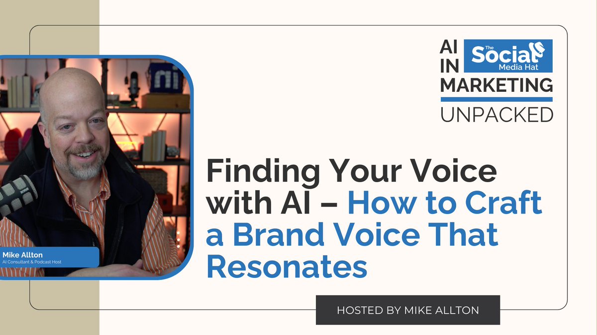 mike_allton's tweet image. In this episode of The AI Hat Podcast, learn how to train AI to perfectly utilize and reflect your brand voice. theaihat.com/?p=13687 #AIFundamentals #TheAIHatPodcast