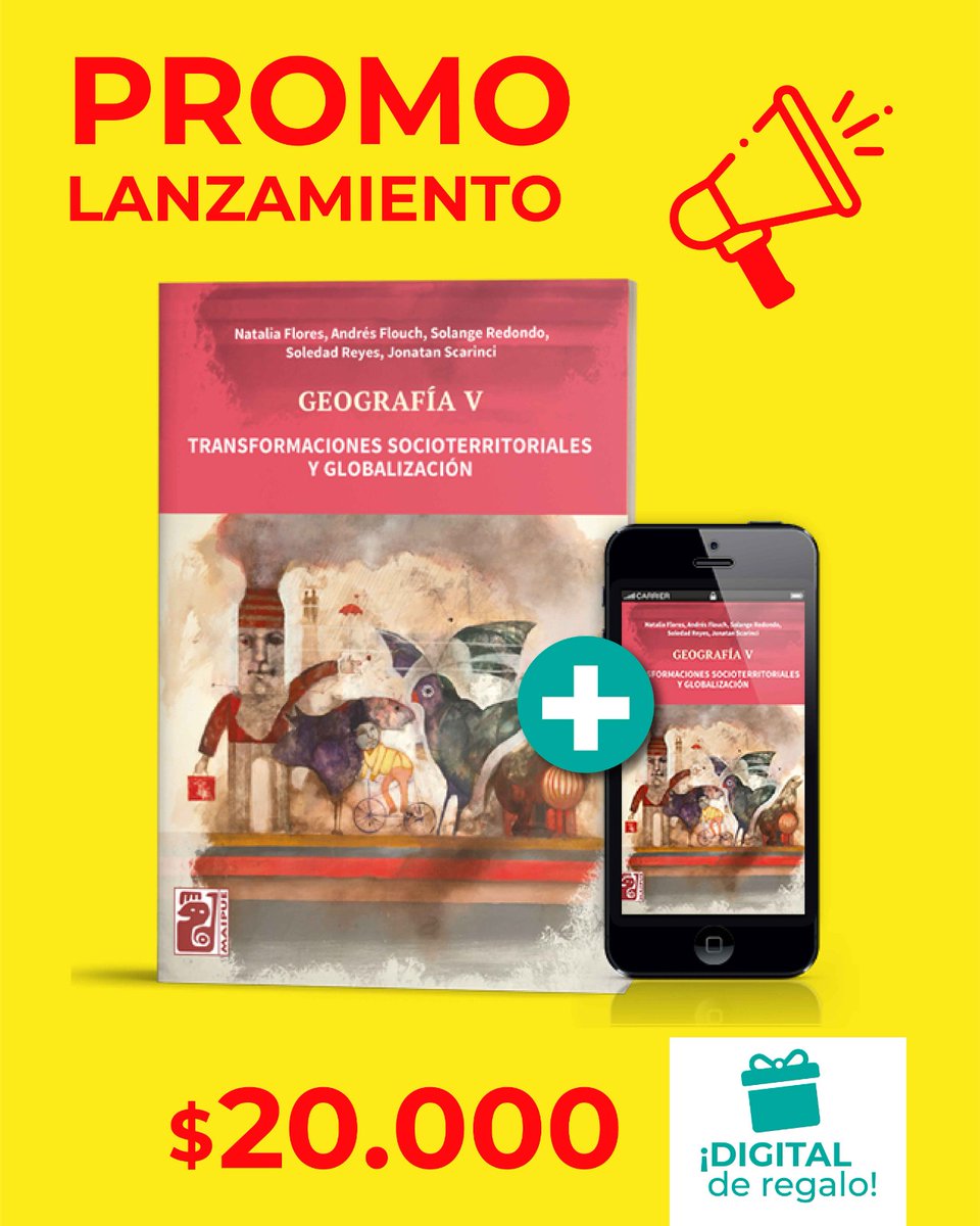 🌏 Nuevo lanzamiento
¡LLEVATE GEOGRAFÍA V POR SOLO $20.000!
En 3 cuotas sin interés + versión DIGITAL de regalo
📚 Enfoque actualizado y pensado para trabajar en el aula desde una mirada territorial y crítica.
📦 Envío gratis

👉 maipue.com.ar/producto/promo…

#EditorialMaipue